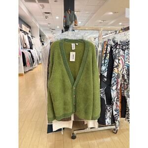 Collusion Green Fluffy Mohair Cardigan Sweater Kurt Cobain Asos Fuzzy Vintage